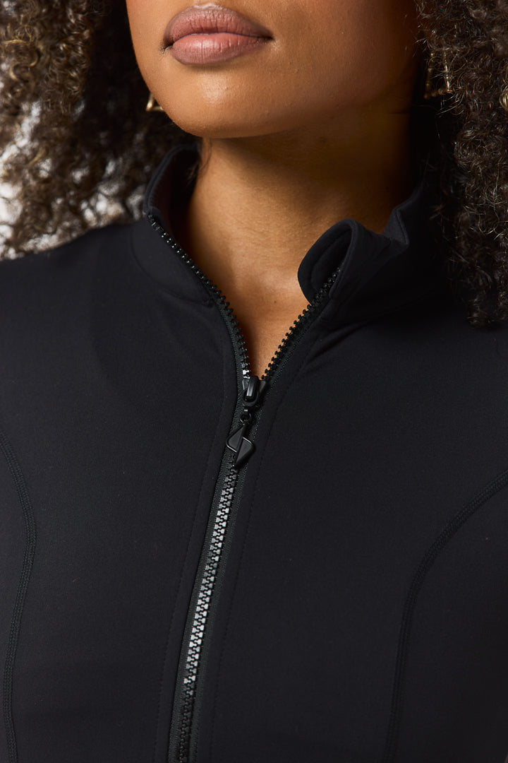 Fitted Zip Up Jacket - Black