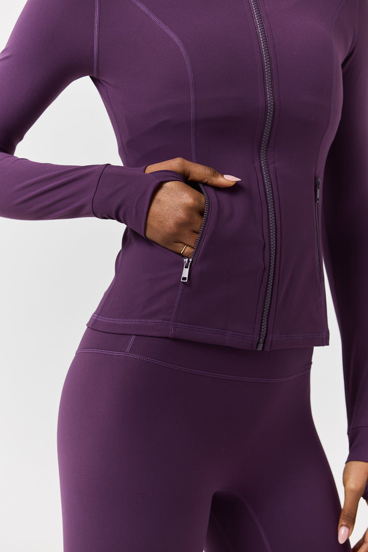 Fitted Zip Up Jacket - Grape