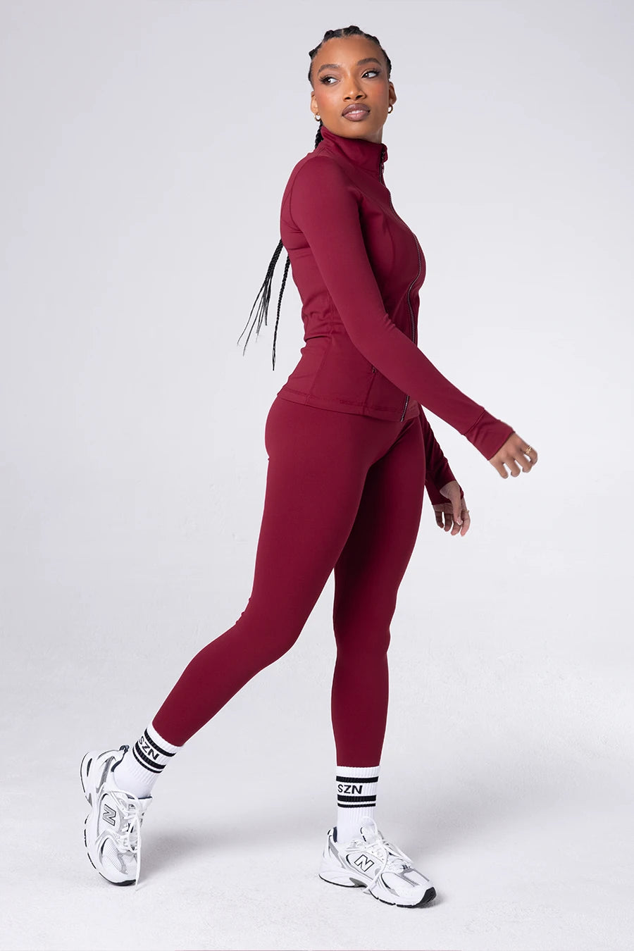Fitted Zip Up Jacket - EXT MERLOT
