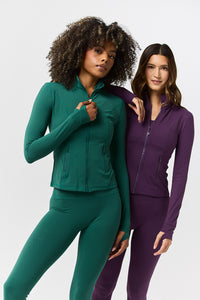 Fitted Zip Up Jacket - Forest Green