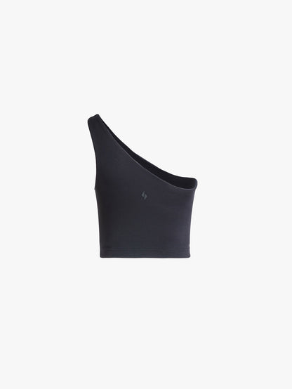 Black One Shoulder Crop Top