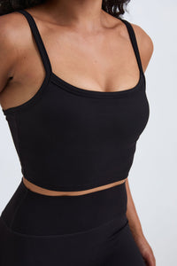 Cropped Bandeau Tank Top - Black