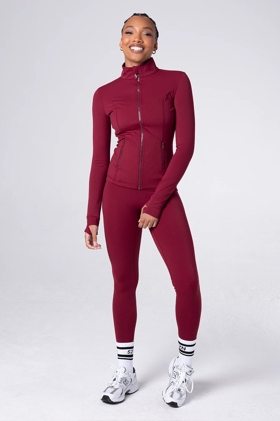 Fitted Zip Up  Jacket - EXT MERLOT