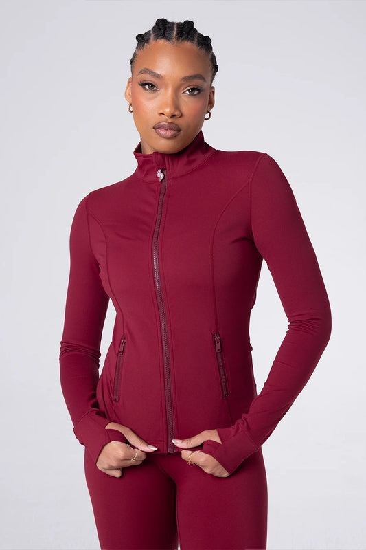 Fitted Zip Up  Jacket - EXT MERLOT