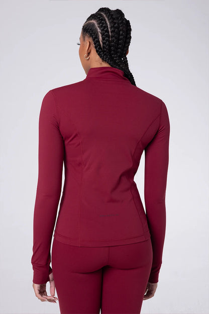 Fitted Zip Up  Jacket - EXT MERLOT